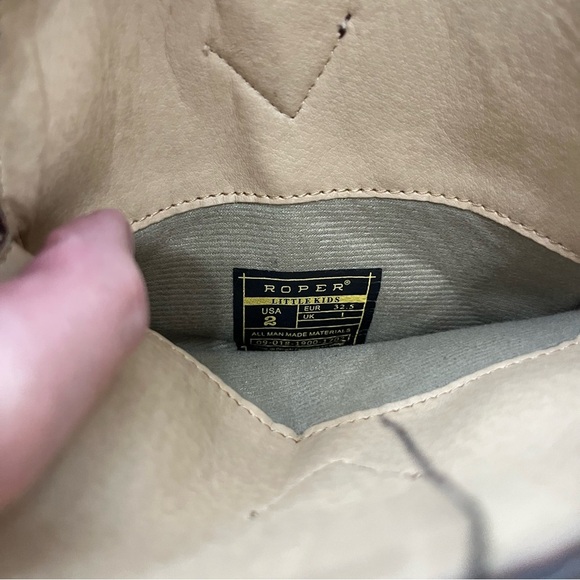 Roper Western Boots Girl Square Toe Pink Brown Size 2 Kids - Picture 2 of 5